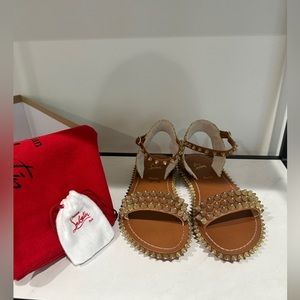 Christian Louboutin “Cordorella Flat Calf Version Cuoio” in size 37; NEVER WORN